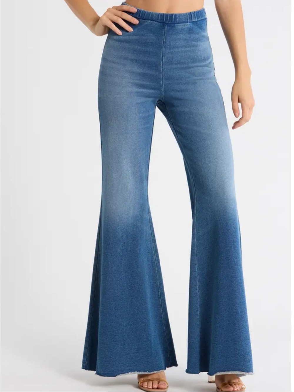 New Good American Jeanius Flare Cotton French Terry Pants Size Small